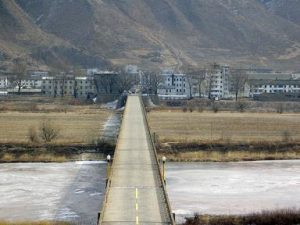 The china-north korea border at Tumen, leading into the city of Namyang