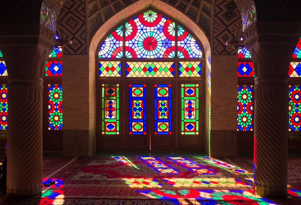 The tinted glasses of a shrine in Iran