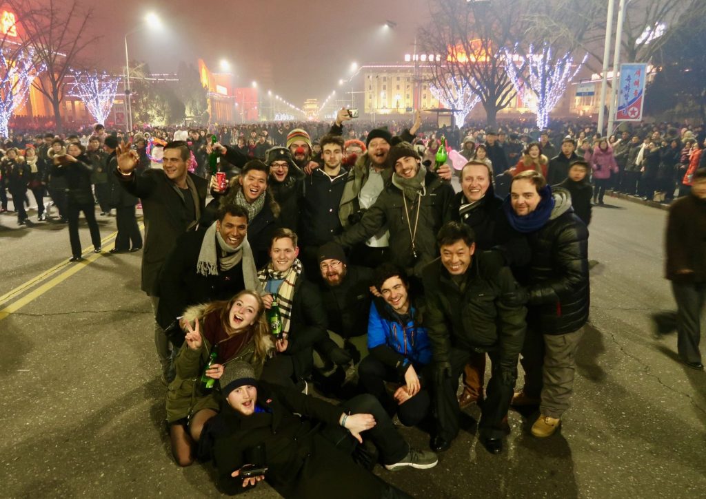 Our group standing on Kim Il Sung square during New Years