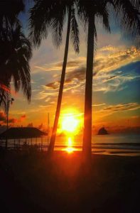 The beautiful sunset at Palawan Island, Philippines.