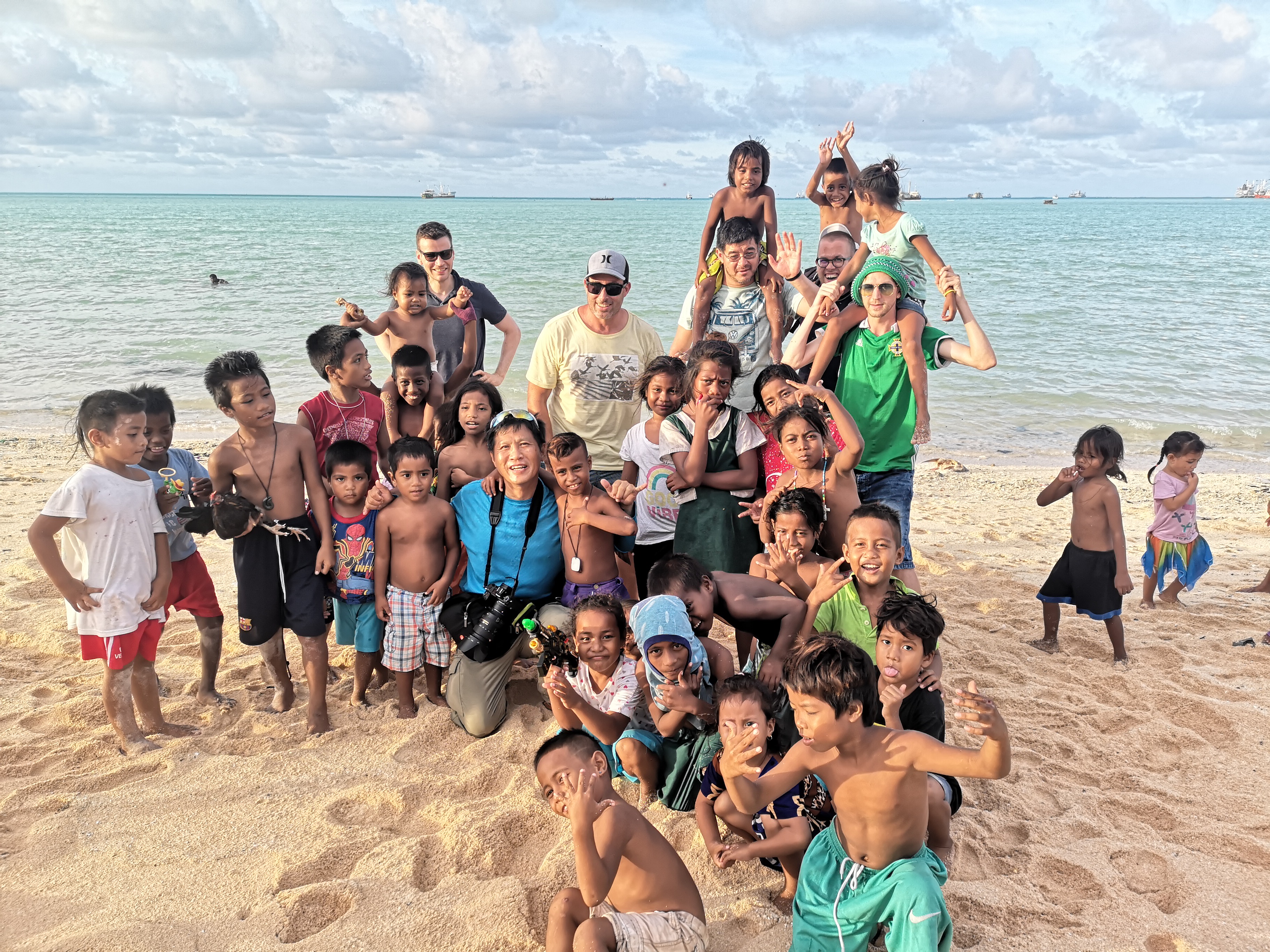 Our group mingling with kids in South Tarawa