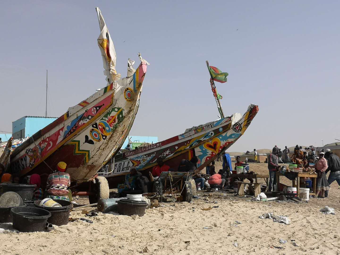 The colourful fishing boats of Nouakchott in Mauritania