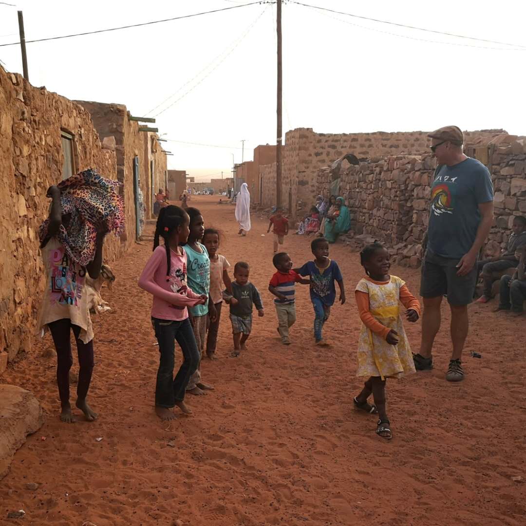 Our group mingling with the kids of Ouadane, Mauritania