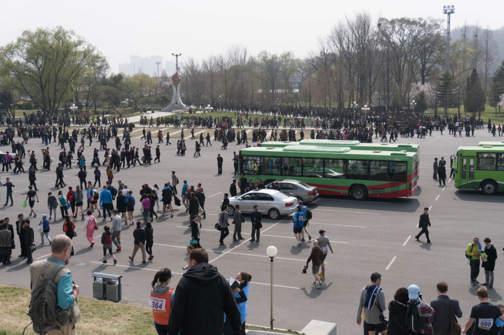 The car park of the May Day Stadium or Rungrado Stadium of Pyongyang