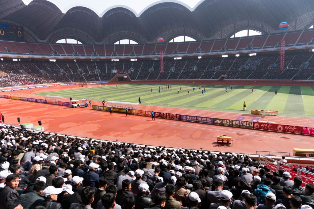 The interior of the May Day Stadium or Rungrado Stadium in DPRK