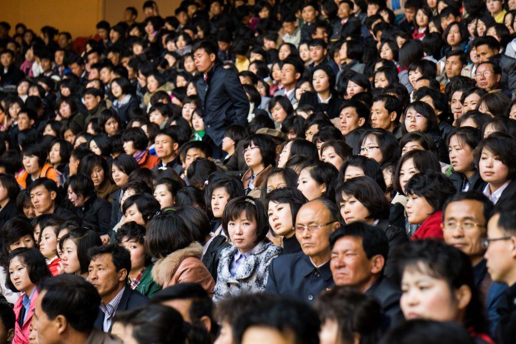 Local crowds at the Rungrado May Day Stadium