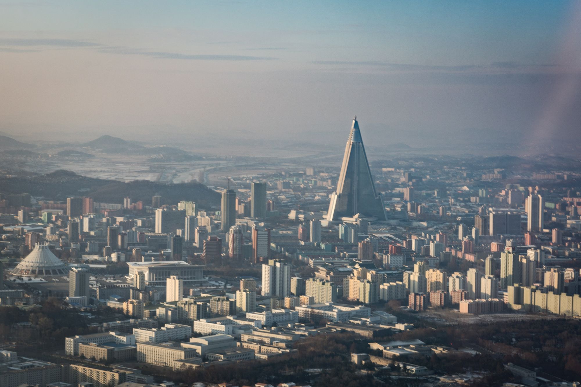 The Ryugyong hotel as seen from Pyongyang Skyline