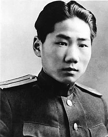 A portait photo of Mao Anying, son of Mao Zedong.