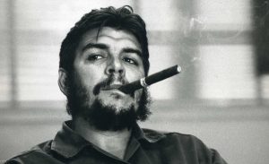 Che Guevara smoking a cigar. 