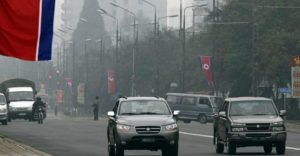 North Korean cars driving through Pyongyang 