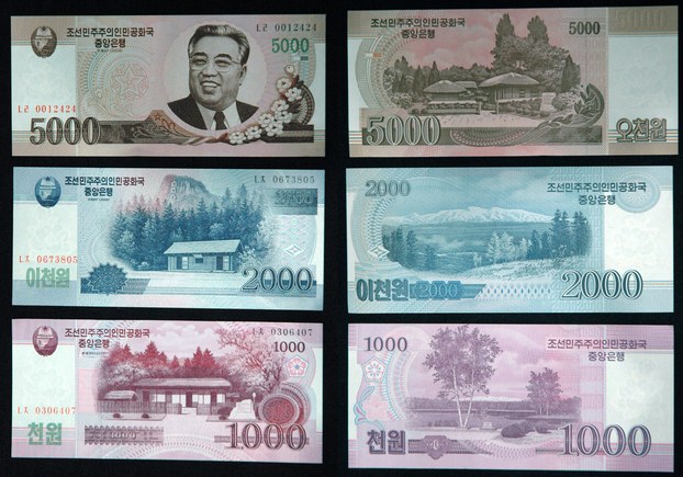 A set of North Korean Currency