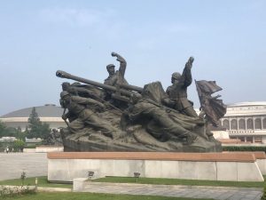 A bronze statue at the War Museum in Pyongyang.