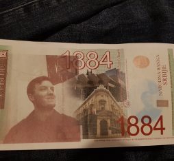 Personalized banknote in Serbian currency with Joel's face printed on it