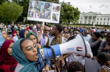 Sudan military coup: protesters on the streets of Khartoum.