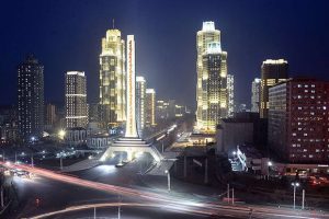 Ryomyong Street illuminated at night