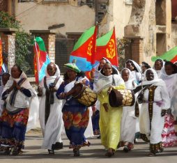 Eritrean parade with the national flag