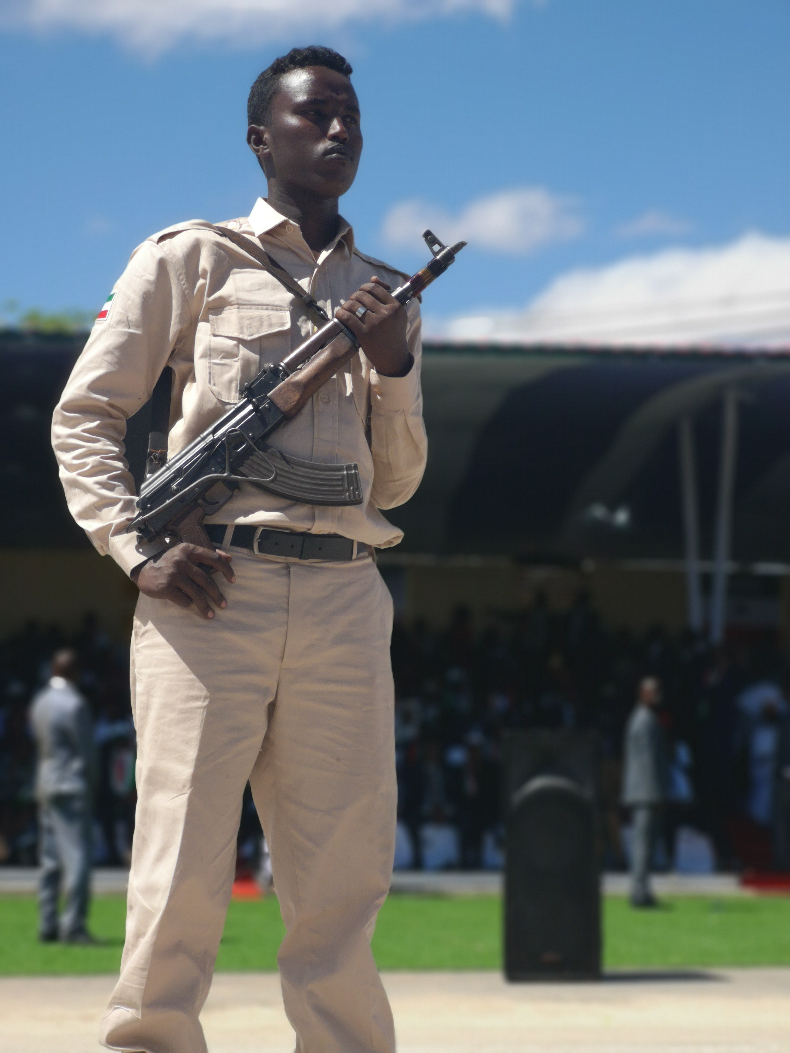 A soldier guards the president of Somaliland