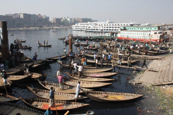 Small barges around Dhaka