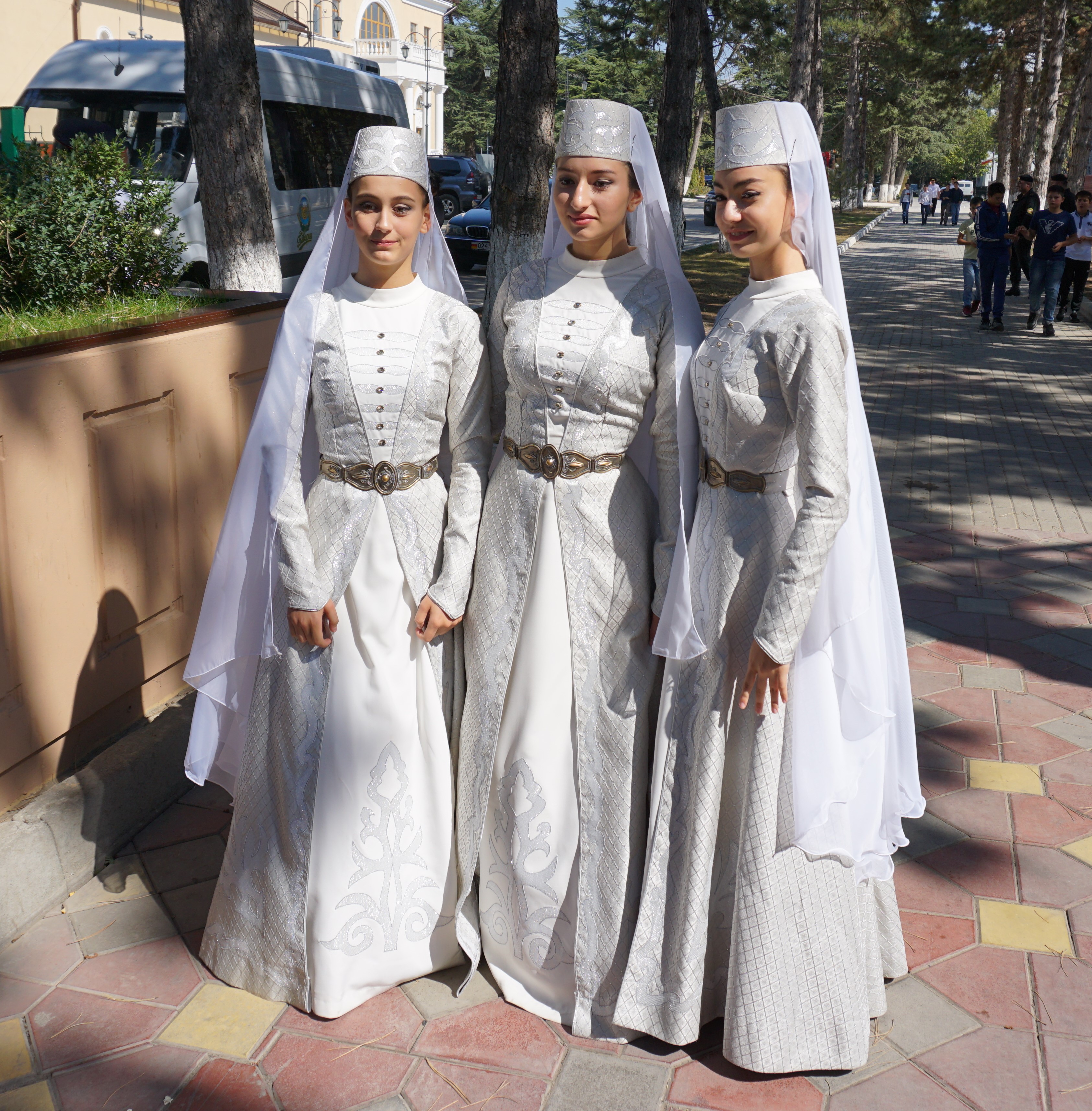 South Ossetian brides in full dress to attend the ceremonies