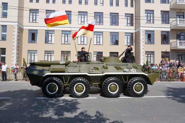 A tank owned by South Ossetia during a military parade in Tshinkval