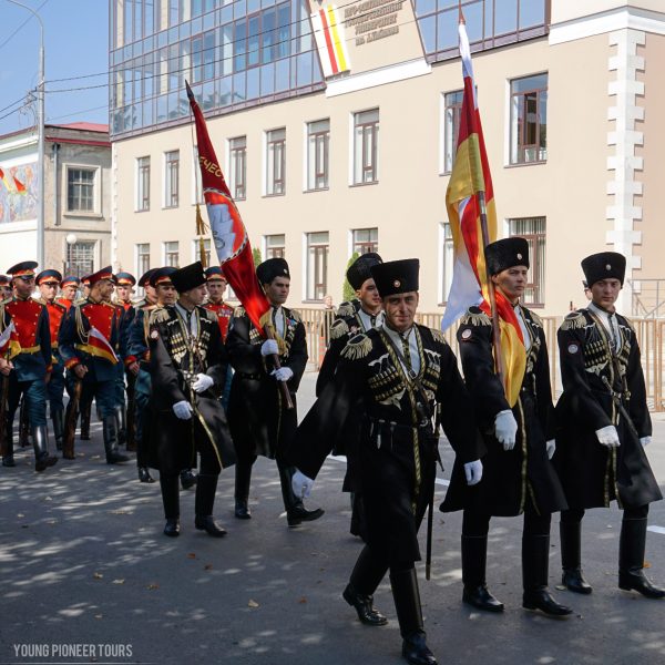 A battalion of Young Pioneers marching during South Ossetia Independence Day