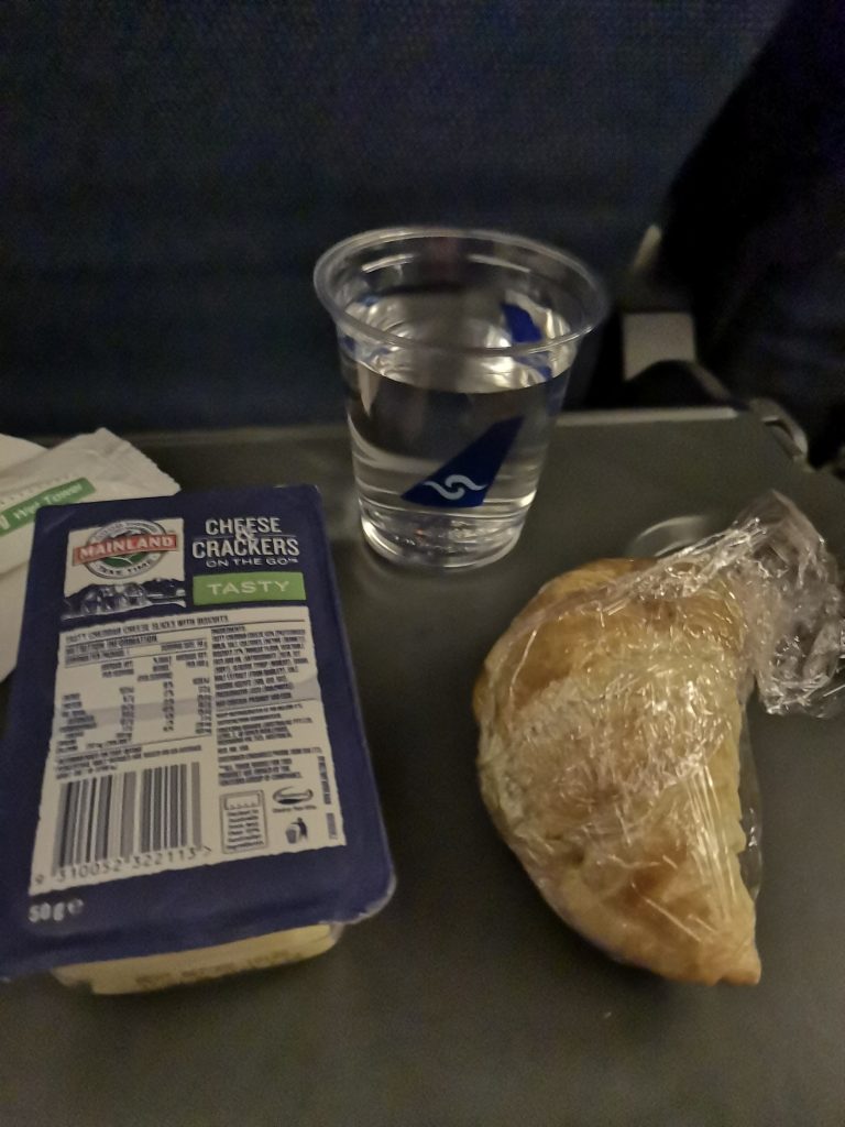 Substantial snacks are varied and often consist of a big sandwich on Nauru Airlines