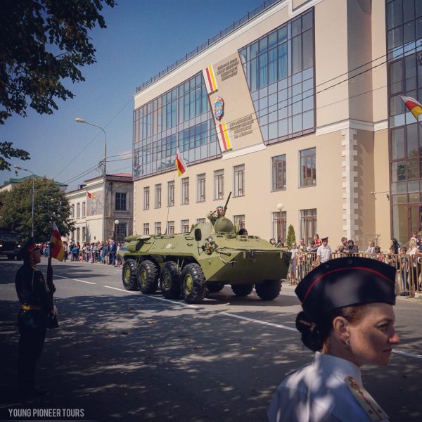 A tank parading for the independence day of South Ossetia
