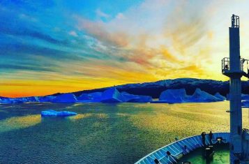 A stunning sunset image of Greenland