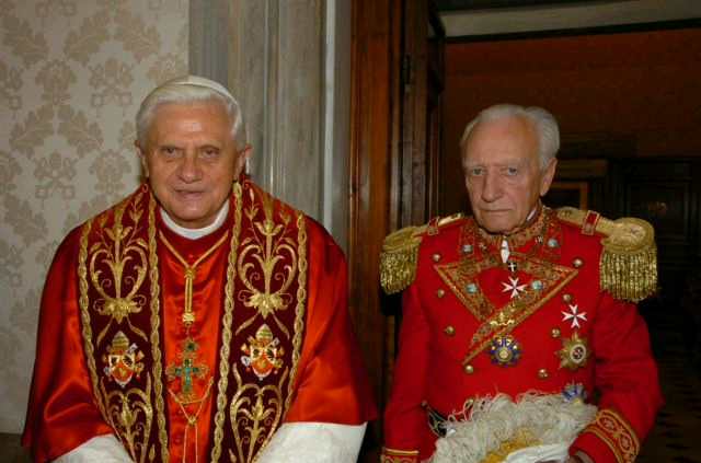 Two elderly members of the Sovereign Military Order of Malta. 