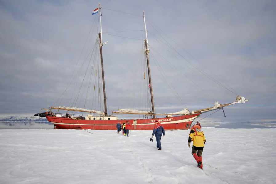 Overland tours: more of an overseas tour, as adventurers board their ship in the Arctic Ocean. 