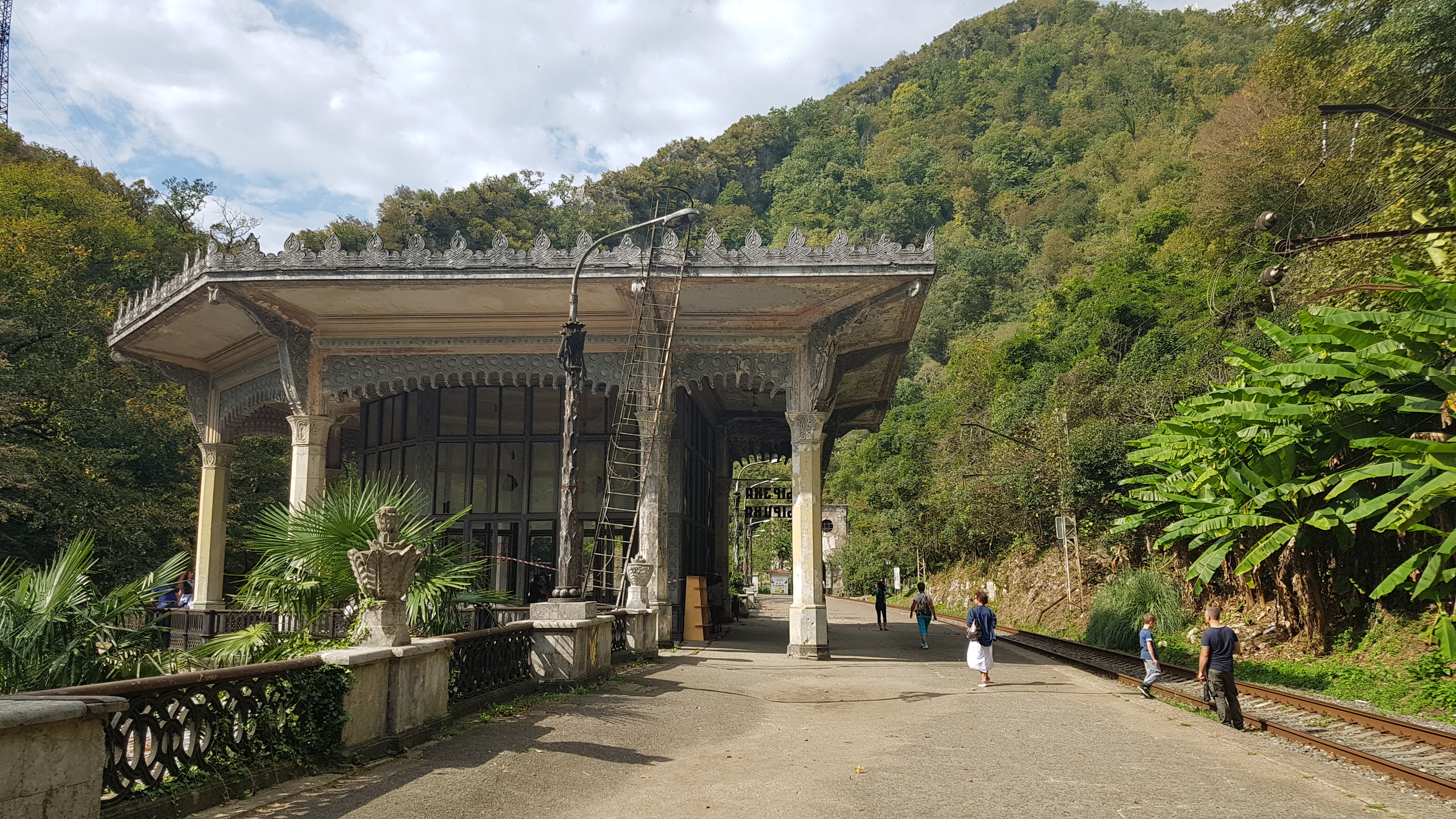 An old building by a road in Abkhazia