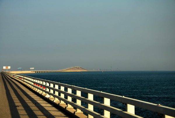 The Saudi causeway linking the island of Bahrain to Saudi Arabia.