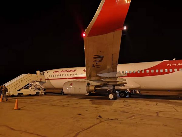 Air Algerie plane at night