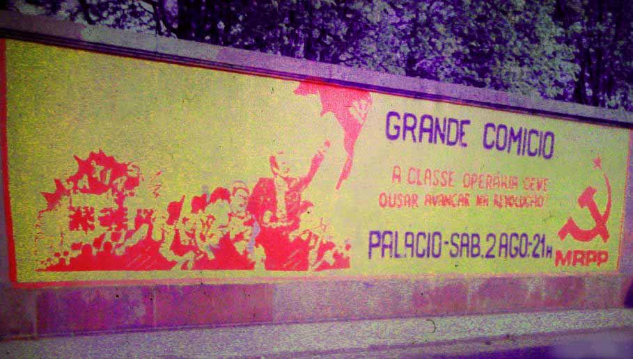 1975 Maoist mural in Portugal by the Portuguese Workers Communist Party, aiming to join countries with communism.