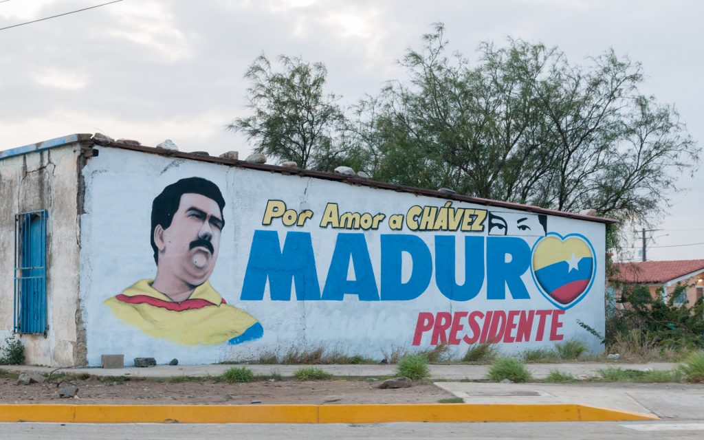 Mural of Maduro in Venezuela, which is not necessarily one of the socialist nations.