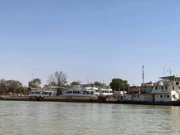 The big tourist boat taking people from Mopti to Timbuktu in Mali