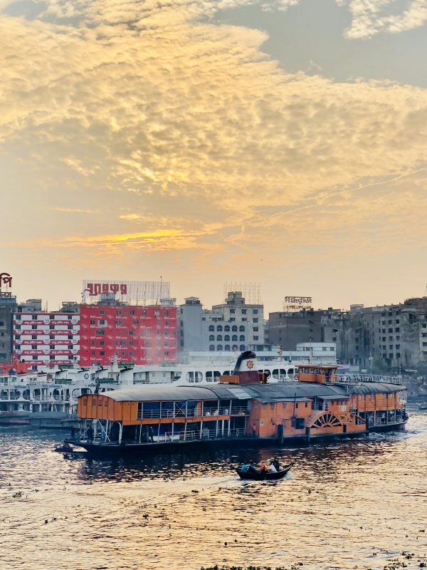 A paddle steamer leaving Dhaka, in Bangladesh