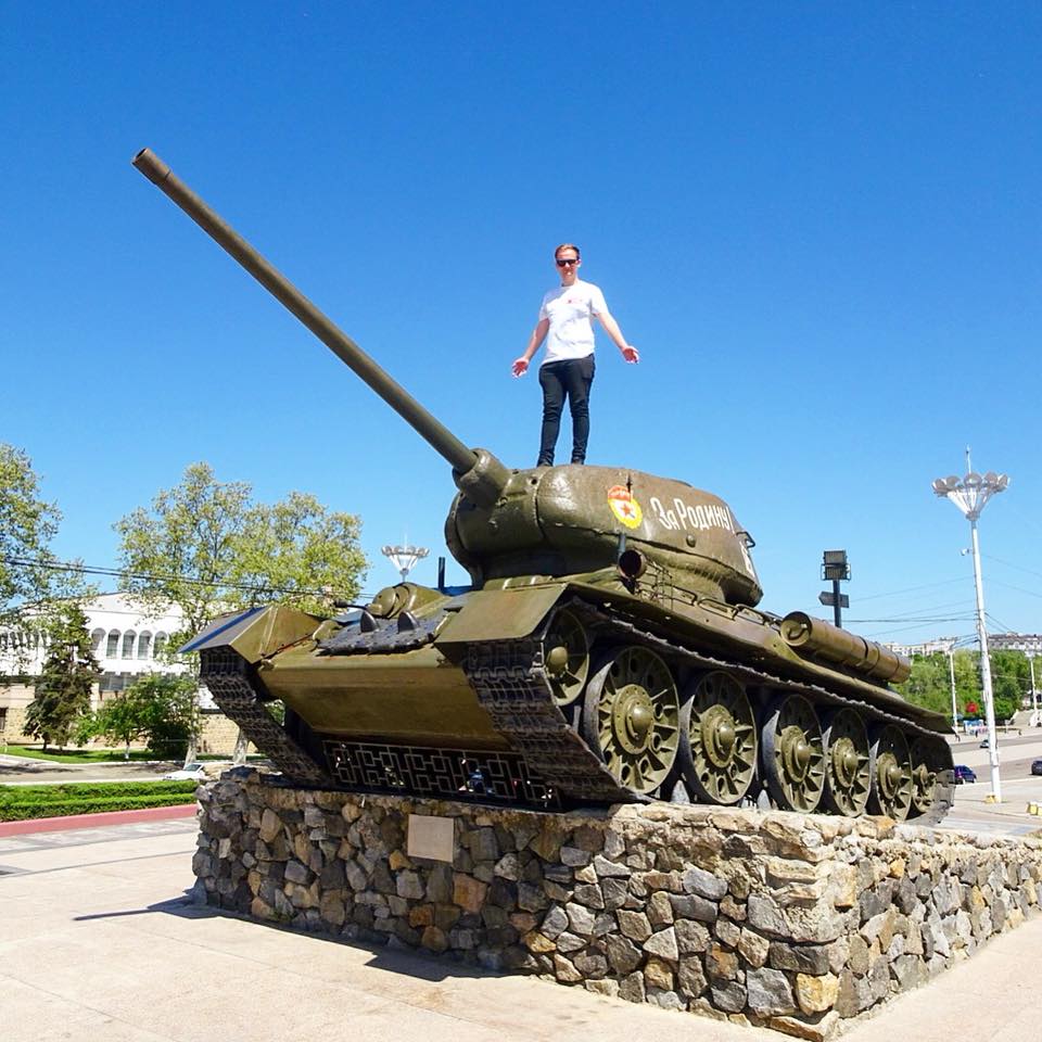 A tank turned into a monument in the city of Tiraspol