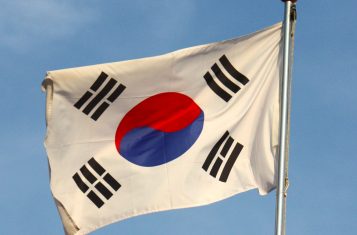 The flag of South Korea waving in the wind