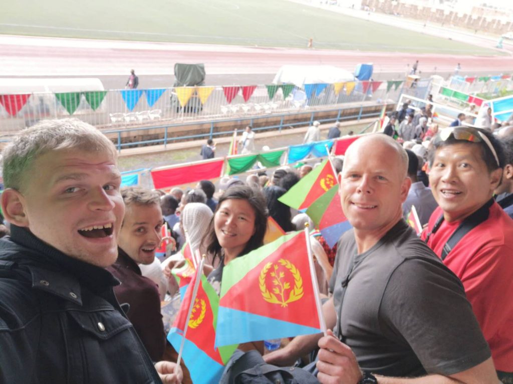 Our group of Pioneer spectating the Mass Games of Eritrea