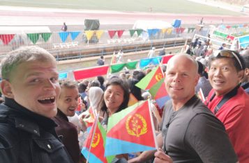 Our group of Pioneer spectating the Mass Games of Eritrea