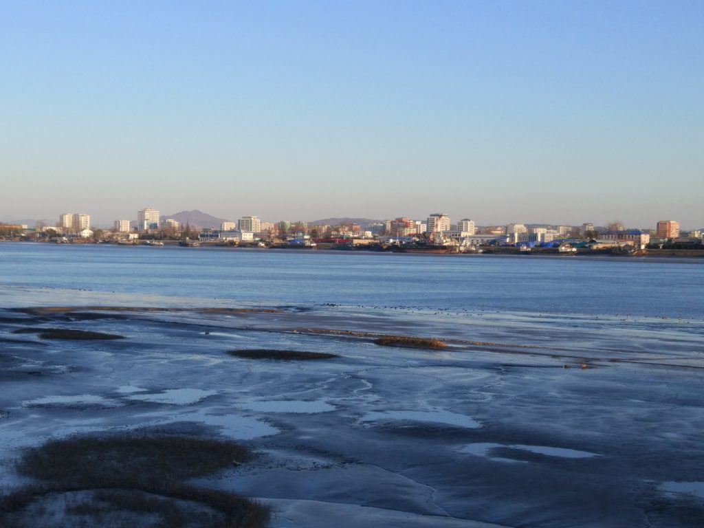 Sinuiju city seen from Dandong