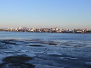 Sinuiju city seen from Dandong