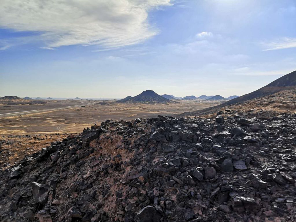The basalt mounds of the Black Desert of Egypt