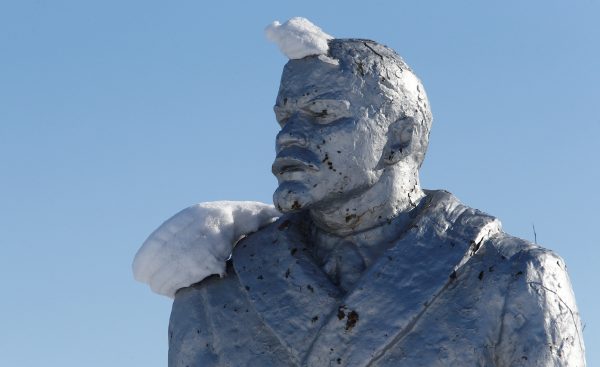 A frozen statue of Lenin, as seen during our Yakutia Tours