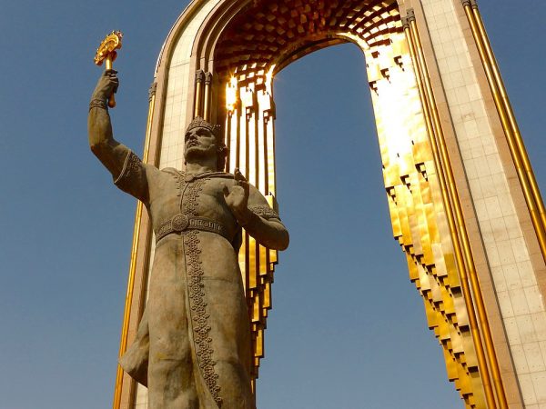 A statue of Ismoel Somoni in Dushanbe, Tajikistan