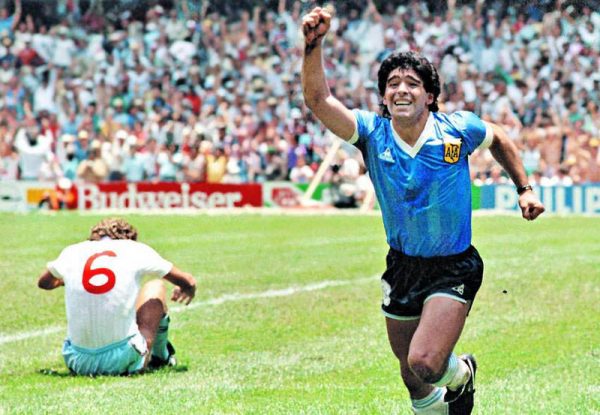 Diego Maradona playing against England