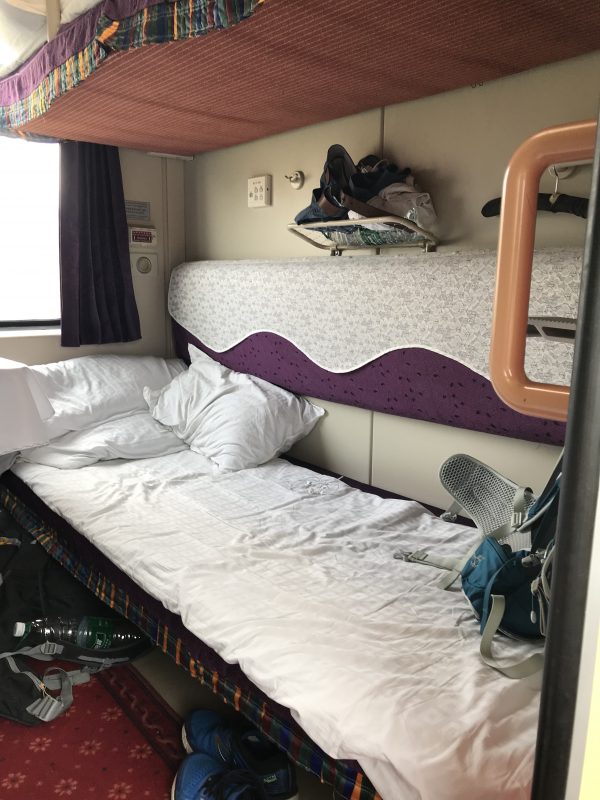 A bed berth on the train to Tibet