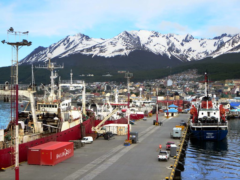 Boats moored in Ushuaia, the main reason why people ask how to go to Ushuaia