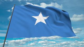 The flag of Somalia, flying in the wind